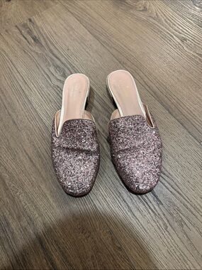 Kate Spade pink rose gold glitter mules sandals